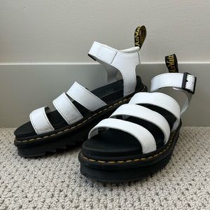 BLAIRE HYDRO LEATHER STRAP SANDALS - White Dr. Marten Sandals